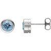 14K White Natural Aquamarine Bezel-Set Earrings