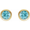 14K Yellow Natural Blue Zircon Bezel-Set Earrings