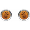 Platinum Natural Citrine Bezel-Set Earrings