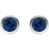14K White Lab-Grown Blue Sapphire Bezel-Set Earrings