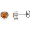 14K White Natural Citrine Bezel-Set Earrings