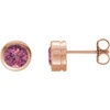 14K Rose Natural Pink Tourmaline Bezel-Set Earrings