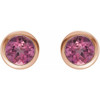 14K Rose Natural Pink Tourmaline Bezel-Set Earrings
