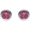Sterling Silver Natural Pink Tourmaline Bezel-Set Earrings