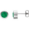 14K White Lab-Grown Emerald Bezel-Set Earrings