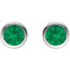 14K White Lab-Grown Emerald Bezel-Set Earrings