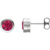 14K White Lab-Grown Ruby Bezel-Set Earrings