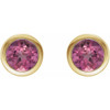 14K Yellow Natural Pink Tourmaline Bezel-Set Earrings
