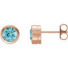 14K Rose Natural Blue Zircon Bezel-Set Earrings