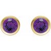 14K Yellow Natural Amethyst Bezel-Set Earrings