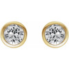 14K Yellow Natural White Sapphire Bezel-Set Earrings