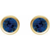 14K Yellow Natural Blue Sapphire Bezel-Set Earrings