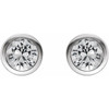 Platinum Natural White Sapphire Bezel-Set Earrings