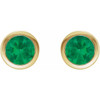 14K Yellow Natural Emerald Bezel-Set Earrings