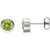 Sterling Silver Natural Peridot Bezel-Set Earrings