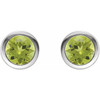Platinum Natural Peridot Bezel-Set Earrings