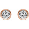 14K Rose Natural White Sapphire Bezel-Set Earrings