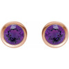 14K Rose Natural Amethyst Bezel-Set Earrings