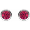 Sterling Silver Natural Ruby Bezel-Set Earrings