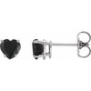 14K White Natural Onyx Heart Earrings