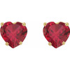 14K Yellow Lab-Grown Ruby Heart Earrings
