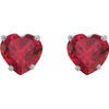 Platinum Lab-Grown Ruby Heart Earrings