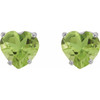 14K White Natural Peridot Heart Earrings