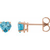 14K Rose Natural Swiss Blue Topaz Heart Earrings