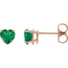 14K Rose Lab-Grown Emerald Heart Earrings