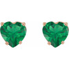 14K Rose Lab-Grown Emerald Heart Earrings