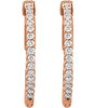 14K Rose 3/4 CTW Lab-Grown Diamond Inside-Outside 23 mm Hinged Hoop Earrings