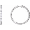 14K White 5 CTW Lab-Grown Diamond Inside-Outside Hinged 37.8 mm Hoop Earrings