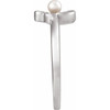 14K White Cultured Seed Pearl Floral Ring