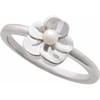 Platinum Cultured Seed Pearl Floral Ring