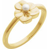 14K Yellow Cultured Seed Pearl Floral Ring