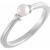 14K White Cultured White Freshwater Pearl Heart Ring