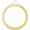 14K Yellow Cultured White Freshwater Pearl Heart Ring