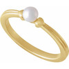 14K Yellow Cultured White Freshwater Pearl Heart Ring
