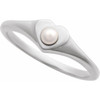 Platinum Cultured Akoya Pearl Heart Ring