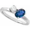 14K White Lab-Grown Blue Sapphire & 1/4  CTW Lab-Grown Diamond Ring