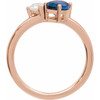 14K Rose Lab-Grown Blue Sapphire & 1/4  CTW Lab-Grown Diamond Ring