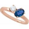 14K Rose Lab-Grown Blue Sapphire & 1/4  CTW Lab-Grown Diamond Ring