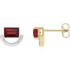 Rhodium-Plated 14K Yellow Natural Mozambique Garnet & 3/4 CTW Natural Diamond Earrings