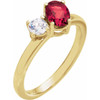 14K Yellow Lab-Grown Ruby & 1/4  CTW Lab-Grown Diamond Ring