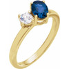 14K Yellow Lab-Grown Blue Sapphire & 1/4  CTW Lab-Grown Diamond Ring