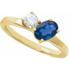 14K Yellow Lab-Grown Blue Sapphire & 1/4  CTW Lab-Grown Diamond Ring
