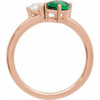 14K Rose Lab-Grown Emerald & 1/4  CTW Lab-Grown Diamond Ring