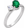 14K White Lab-Grown Emerald & 1/4  CTW Lab-Grown Diamond Ring