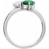14K White Lab-Grown Emerald & 1/4  CTW Lab-Grown Diamond Ring