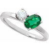 14K White Lab-Grown Emerald & 1/4  CTW Lab-Grown Diamond Ring